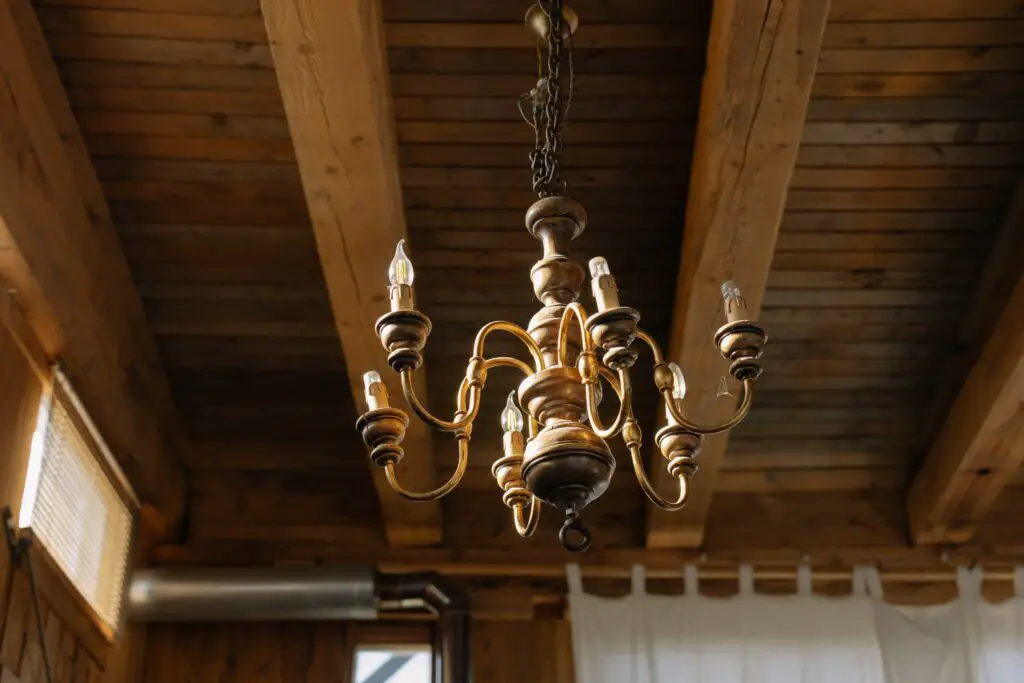 example of hygge inspired lighting for log cabin