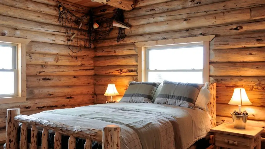 log cabin bedroom lighting